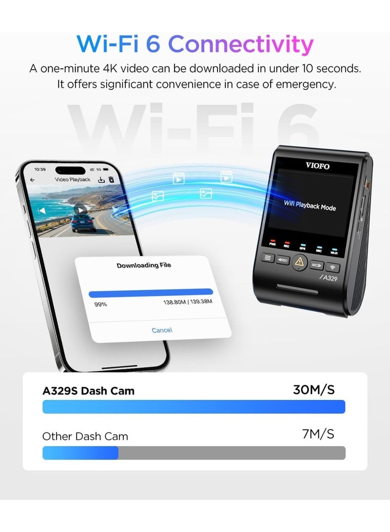Viofo A329S Dash Camera for Car 4K with GPS – Sony STARVIS 2 Dash Cam, Front 4K, Rear & Interior Camera, Wi-Fi 6, 24/7 Parking Mode Car Dash Cam - Image 5
